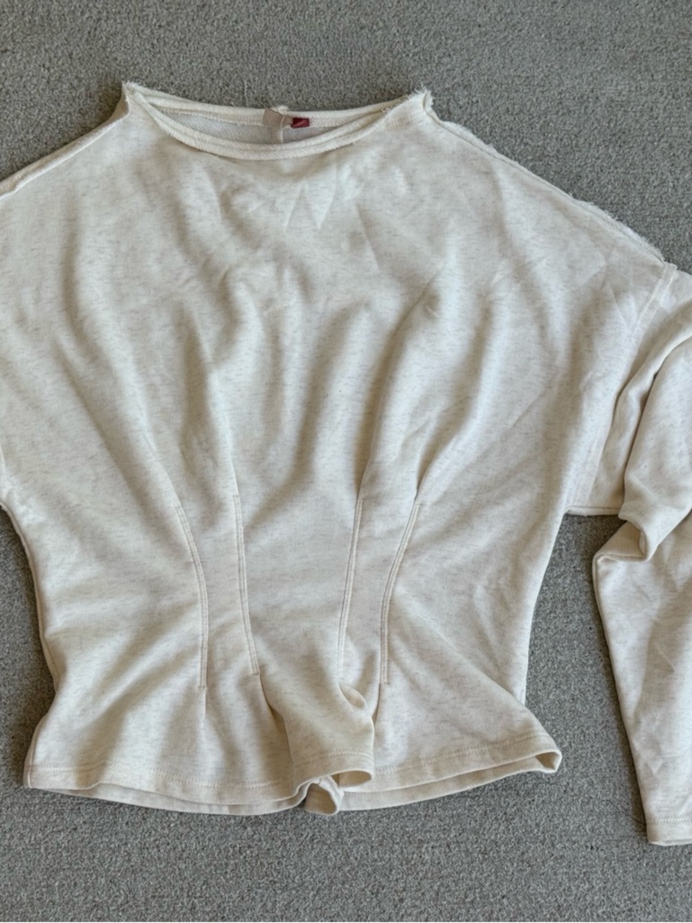Anthropologie Pilcro Heather Cream Long-Sleeve Mockneck Corsette Sweatshirt - Picture 3 of 7